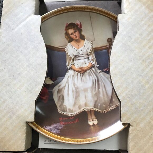 Collector Plate, "Waiting at the Dance" Norman Rockwell  Edwin M. Knowles #582 - Picture 1 of 6